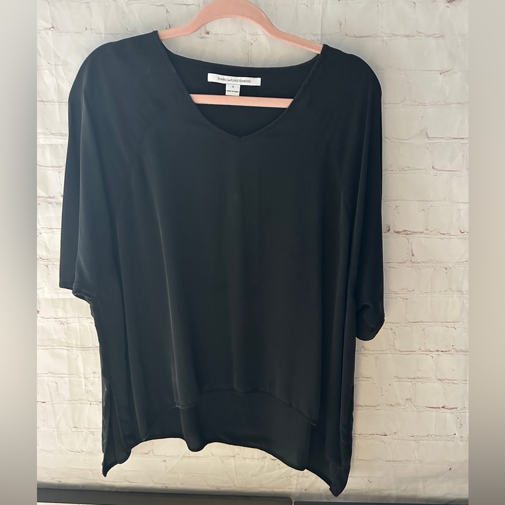 Diane Von Furstenburg Black Silk Blouse S